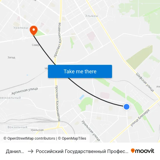 Данилы Зверева to Российский Государственный Профессионально-Педагогический Университет map