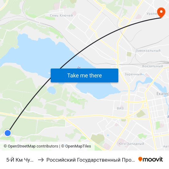 5-Й Км Чусовского Тракта to Российский Государственный Профессионально-Педагогический Университет map