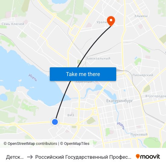 Детский Центр to Российский Государственный Профессионально-Педагогический Университет map