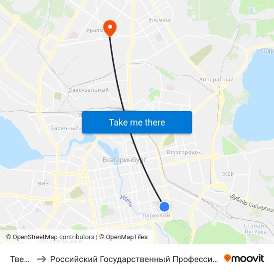 Тверитина to Российский Государственный Профессионально-Педагогический Университет map