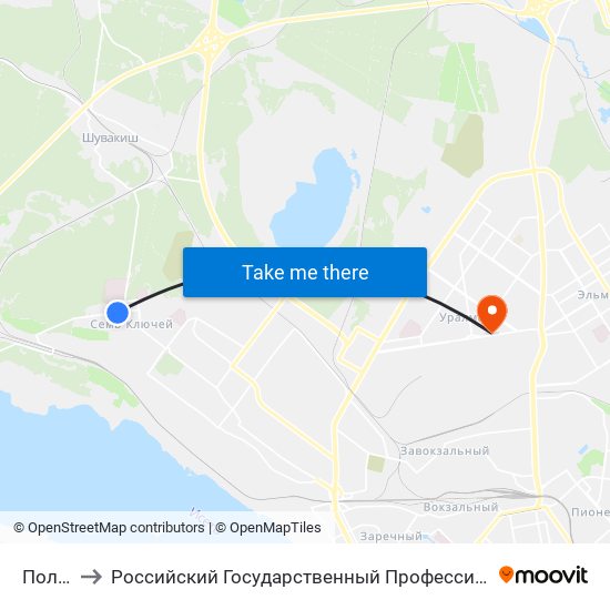 Полюсная to Российский Государственный Профессионально-Педагогический Университет map