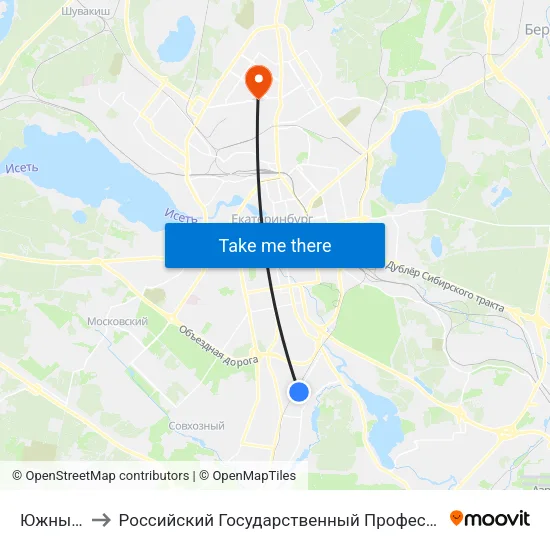 Южный Проезд to Российский Государственный Профессионально-Педагогический Университет map