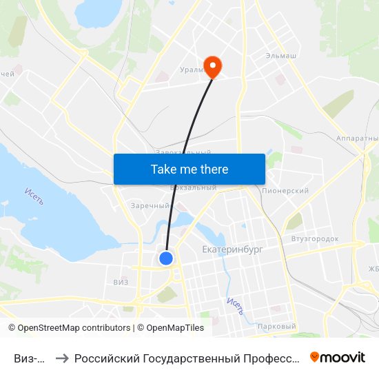 Виз-Бульвар to Российский Государственный Профессионально-Педагогический Университет map