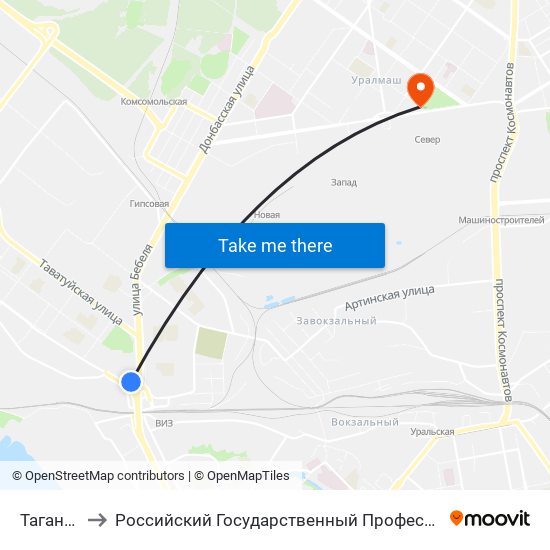 Таганский Ряд to Российский Государственный Профессионально-Педагогический Университет map