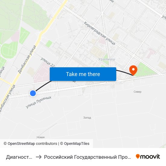 Диагностический Центр to Российский Государственный Профессионально-Педагогический Университет map