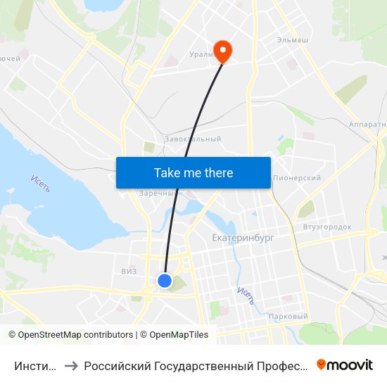 Институт Связи to Российский Государственный Профессионально-Педагогический Университет map