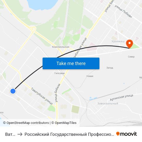 Ватутина to Российский Государственный Профессионально-Педагогический Университет map