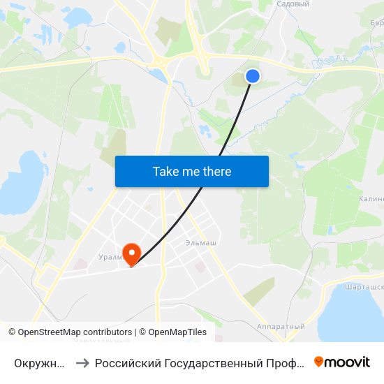 Окружное Кладбище to Российский Государственный Профессионально-Педагогический Университет map