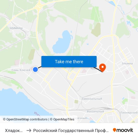 Хладокомбинат №3 to Российский Государственный Профессионально-Педагогический Университет map