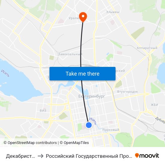 Декабристов (Ул. 8 Марта) to Российский Государственный Профессионально-Педагогический Университет map