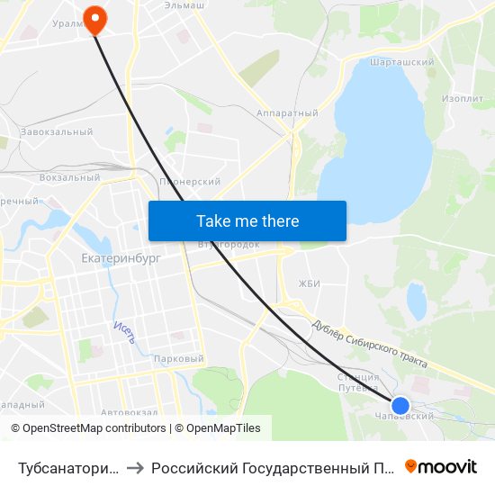 Тубсанаторий (Сибирский Тракт) to Российский Государственный Профессионально-Педагогический Университет map