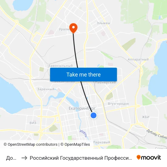 Дом Кино to Российский Государственный Профессионально-Педагогический Университет map