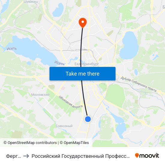 Ферганская to Российский Государственный Профессионально-Педагогический Университет map