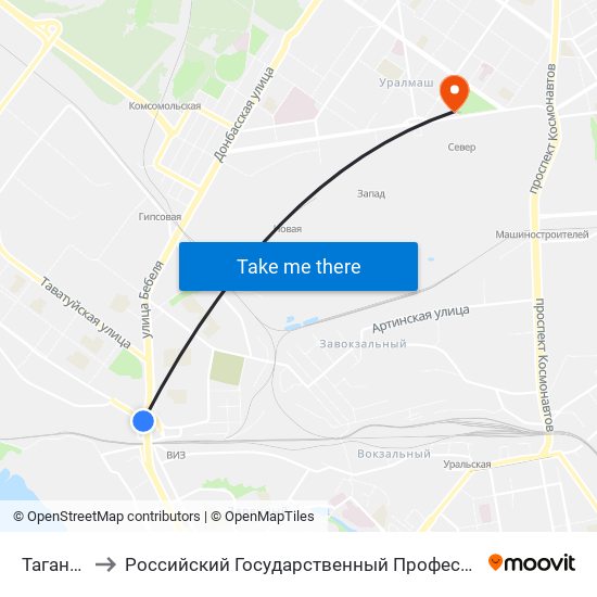 Таганский Ряд to Российский Государственный Профессионально-Педагогический Университет map