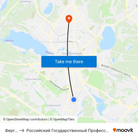 Ферганская to Российский Государственный Профессионально-Педагогический Университет map