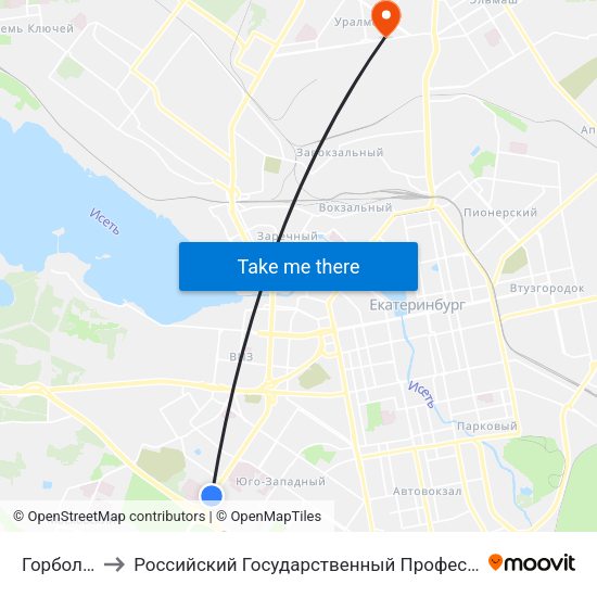 Горбольница №6 to Российский Государственный Профессионально-Педагогический Университет map