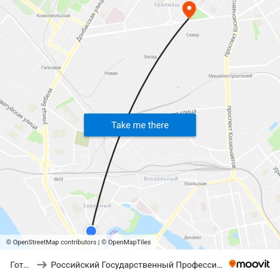 Готвальда to Российский Государственный Профессионально-Педагогический Университет map