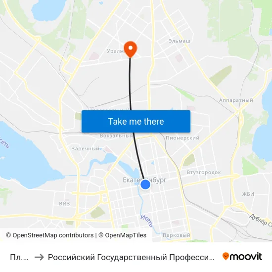 Пл. Труда to Российский Государственный Профессионально-Педагогический Университет map