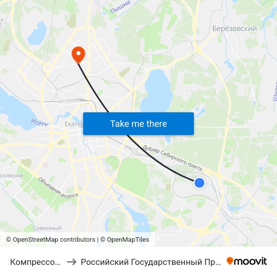 Компрессорный Микрорайон to Российский Государственный Профессионально-Педагогический Университет map