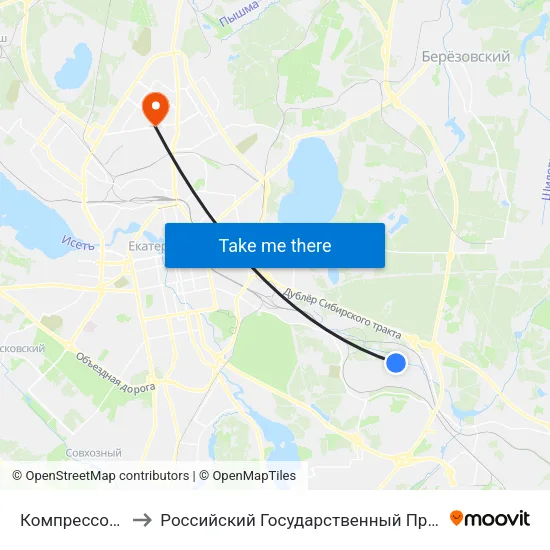 Компрессорный Микрорайон to Российский Государственный Профессионально-Педагогический Университет map