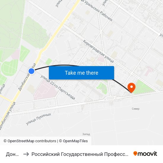 Донбасская to Российский Государственный Профессионально-Педагогический Университет map