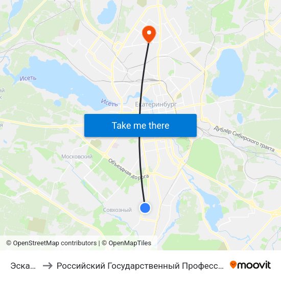 Эскадронная to Российский Государственный Профессионально-Педагогический Университет map