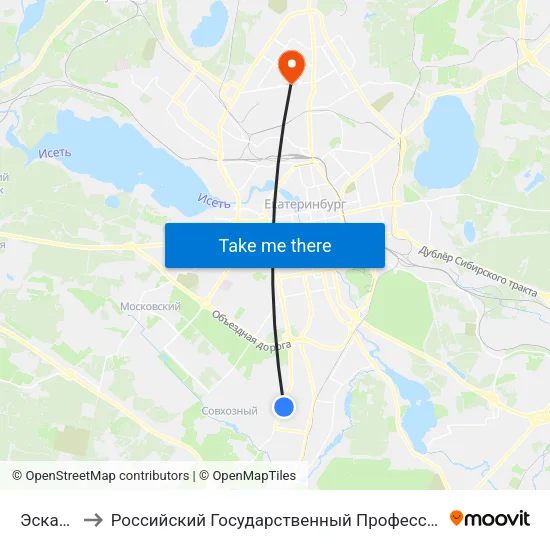 Эскадронная to Российский Государственный Профессионально-Педагогический Университет map