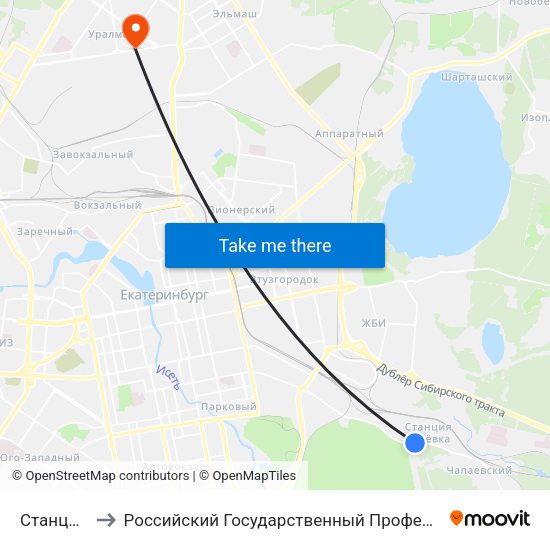 Станция Путёвка to Российский Государственный Профессионально-Педагогический Университет map