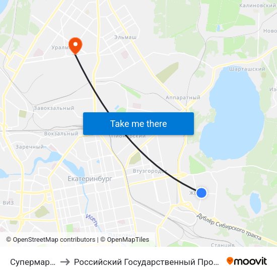 Супермаркет Кировский to Российский Государственный Профессионально-Педагогический Университет map