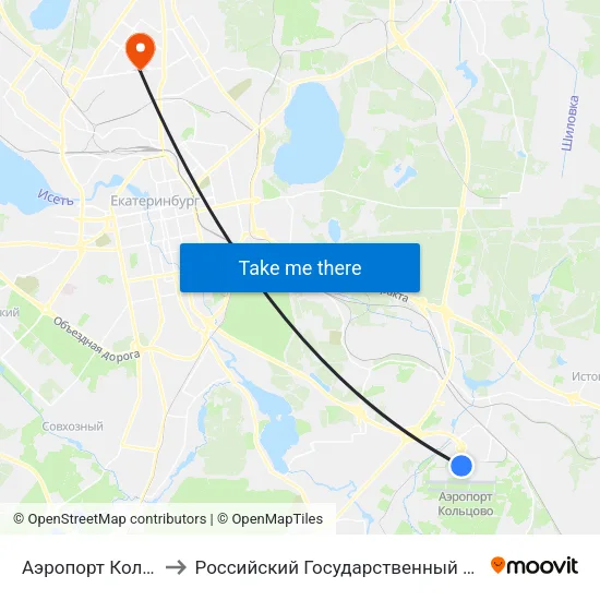 Аэропорт Кольцово (Koltsovo Airport) to Российский Государственный Профессионально-Педагогический Университет map