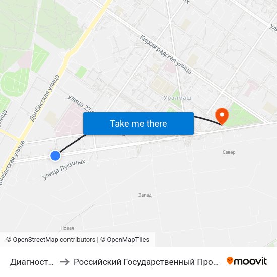 Диагностический Центр to Российский Государственный Профессионально-Педагогический Университет map