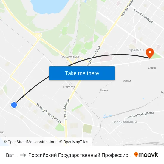 Ватутина to Российский Государственный Профессионально-Педагогический Университет map