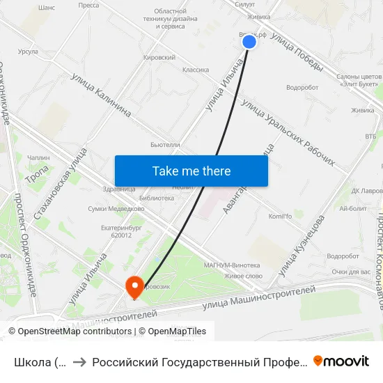 Школа (Ул. Ильича) to Российский Государственный Профессионально-Педагогический Университет map