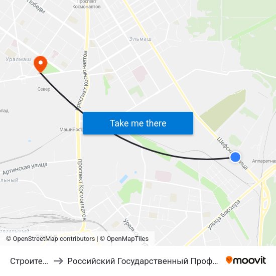 Строительный Двор to Российский Государственный Профессионально-Педагогический Университет map