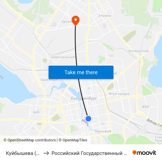 Куйбышева (Ул. Розы Люксембург) to Российский Государственный Профессионально-Педагогический Университет map