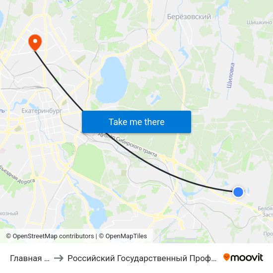 Главная (Пос. Исток) to Российский Государственный Профессионально-Педагогический Университет map