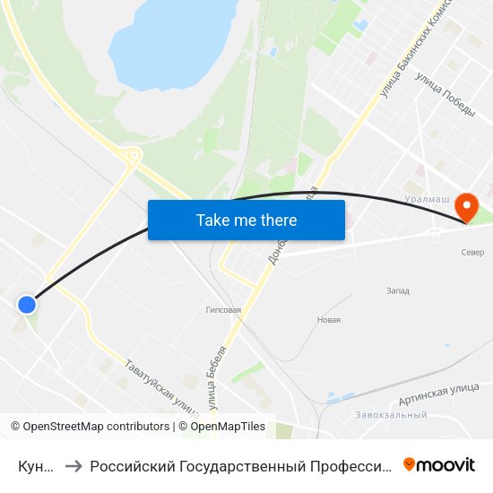 Кунарская to Российский Государственный Профессионально-Педагогический Университет map