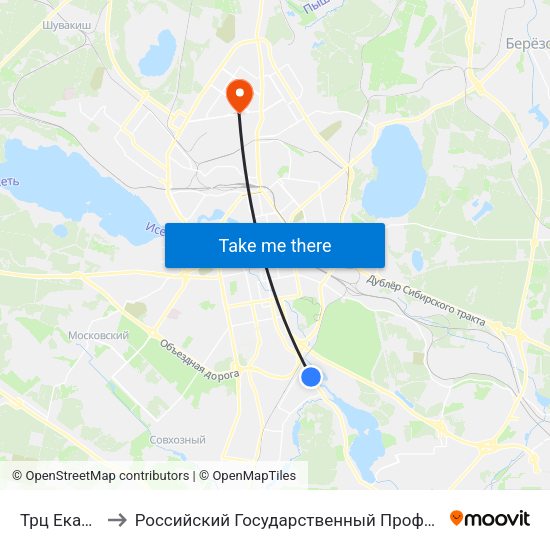 Трц Екатерининский to Российский Государственный Профессионально-Педагогический Университет map