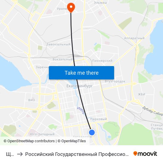 Щорса to Российский Государственный Профессионально-Педагогический Университет map