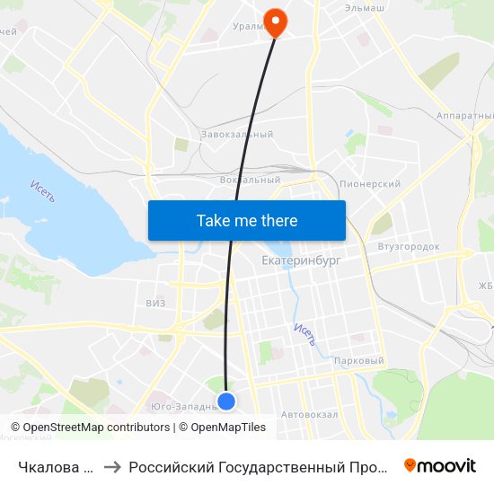 Чкалова (Ул. Шаумяна) to Российский Государственный Профессионально-Педагогический Университет map
