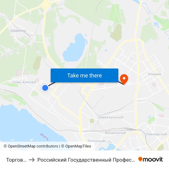 Торговый Центр to Российский Государственный Профессионально-Педагогический Университет map