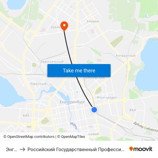Энгельса to Российский Государственный Профессионально-Педагогический Университет map