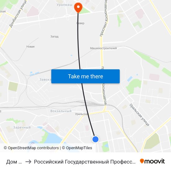 Дом Музыки to Российский Государственный Профессионально-Педагогический Университет map
