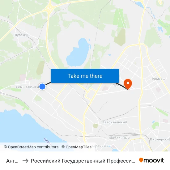 Ангарская to Российский Государственный Профессионально-Педагогический Университет map