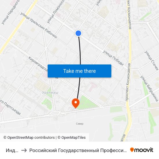 Индустрии to Российский Государственный Профессионально-Педагогический Университет map