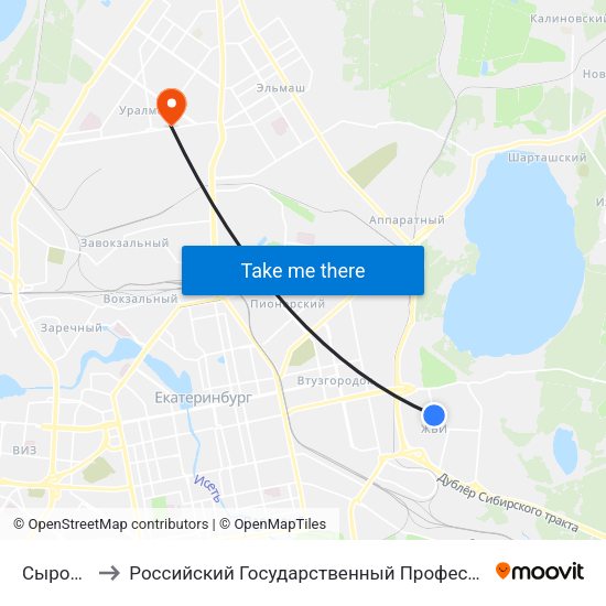 Сыромолотова to Российский Государственный Профессионально-Педагогический Университет map