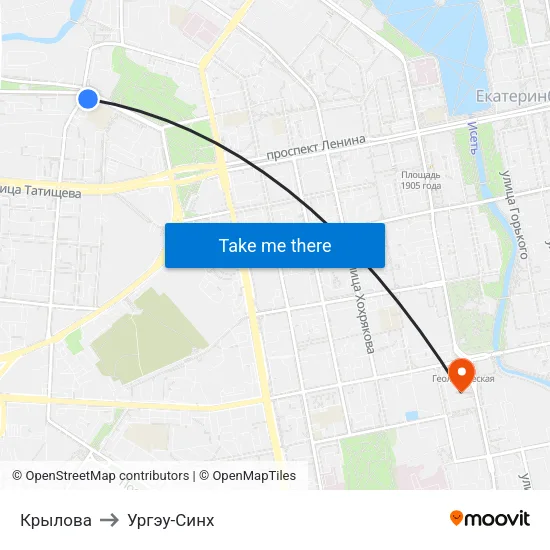 Крылова to Ургэу-Синх map