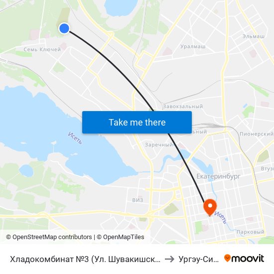 Хладокомбинат №3 (Ул. Шувакишская) to Ургэу-Синх map