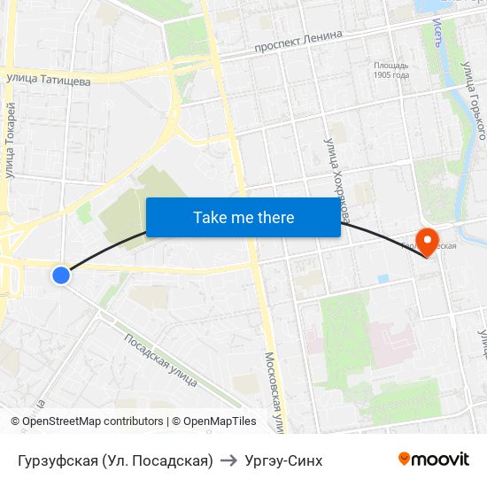 Гурзуфская (Ул. Посадская) to Ургэу-Синх map