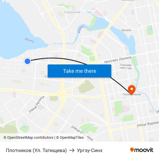 Плотников (Ул. Татищева) to Ургэу-Синх map